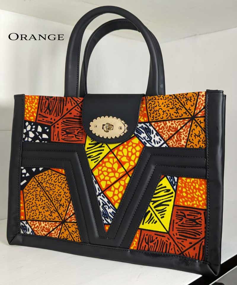 Sac à main Woumi de couleur et motif orange